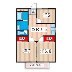 テクノハイム本宿　楓の棟の物件間取画像